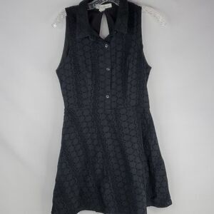 NEW 6 BCBG GENERATION black eyelet lined sleeveless open back flowy dress SMALL